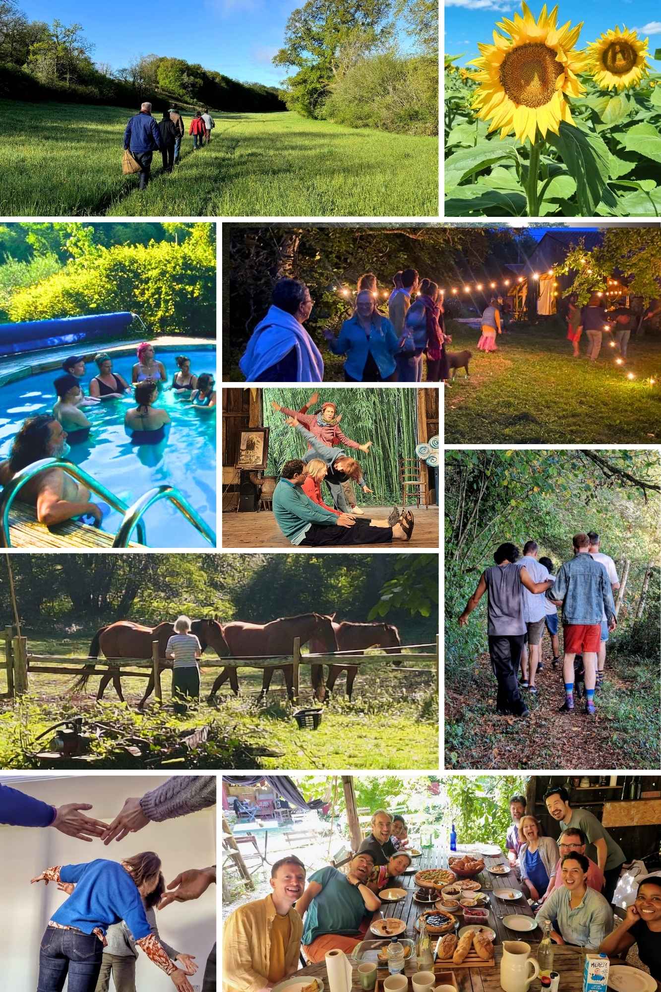 improvisation retreat in Monpazier, France, August 2024