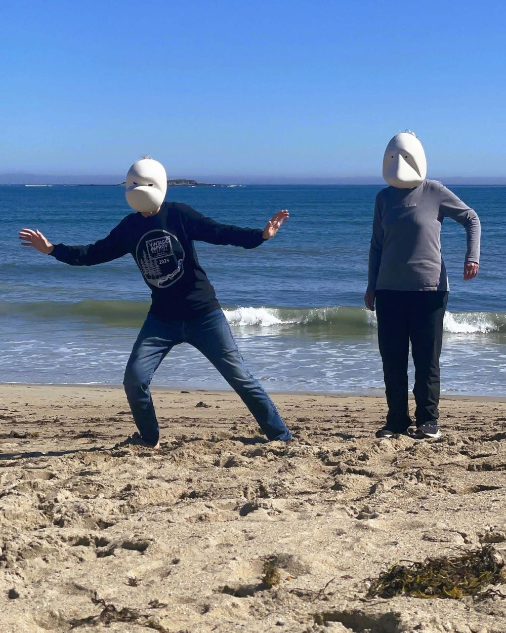 impro on the beach, imprology for Vintage Improv Festival, Maine, USA, 2024.
